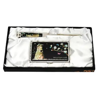 Mother-of-Pearl Business Card Case and Letter Opener Set 2-Type Cheomseongdae