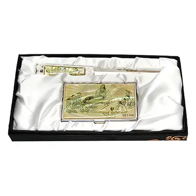 Natural Mother-of-Pearl Business Card Case & Letter Opener 2-Piece Set - Seodang Theme