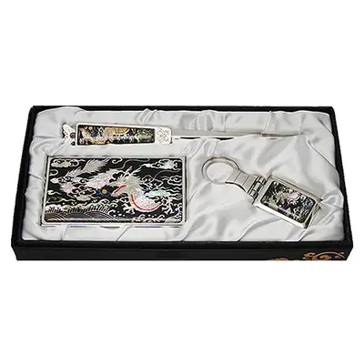 Mother-of-Pearl Business Card Case Jigal Set of 3 - Dragon