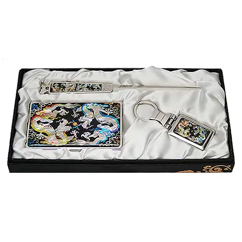 天然贝壳名片夹 纸刀 3种 双龙