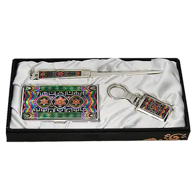 Mother-of-Pearl Business Card Case Knife Set 3 Types Roof Dancheong Design