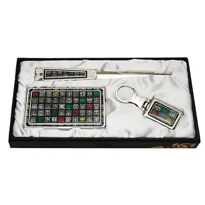 Mother-of-Pearl Business Card Case Jigal 3-Piece Set - Han Mun-ja-do