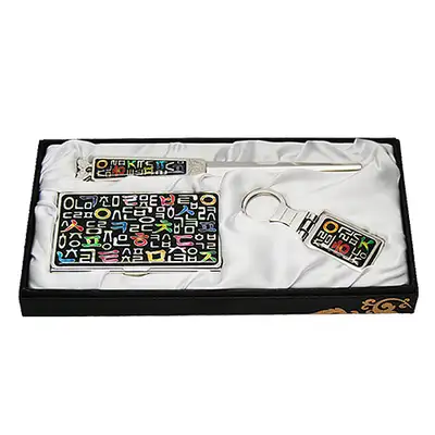Mother-of-Pearl Business Card Case Jical 3-Piece Set Korean Hangul