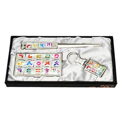 Mother-of-Pearl Business Card Case Jical 3-Piece Set Hangul2 White