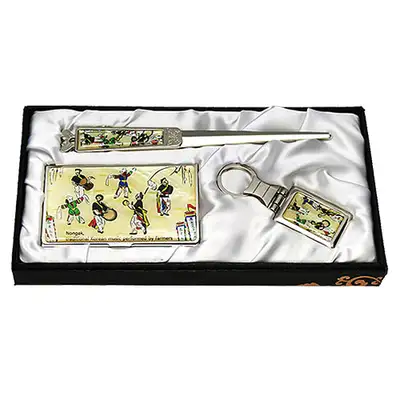 Mother-of-Pearl Business Card Case Eoje Set of 3 - Nongak Play Theme