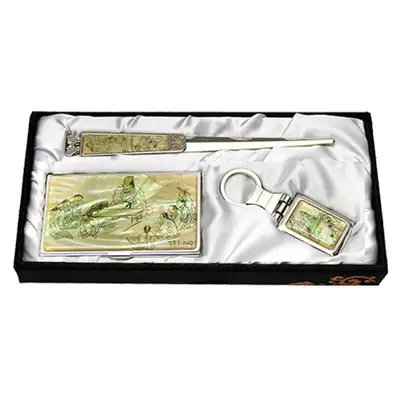 Natural Mother-of-Pearl Business Card Case Jigal 3-Piece Set Seodang Design