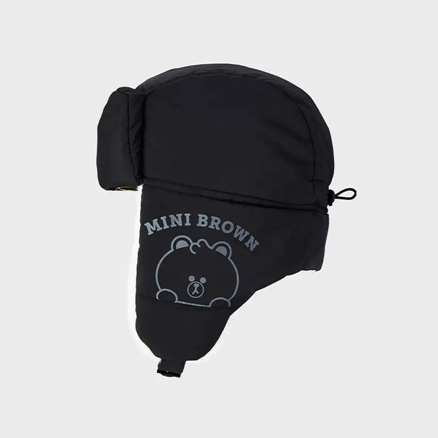 LINE FRIENDS Brown Padded Military Cap (Black) — 3
