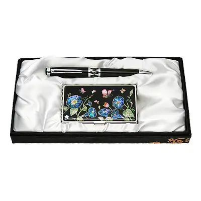 Mother-of-Pearl Ballpoint Pen and Business Card Set - Morning Glory