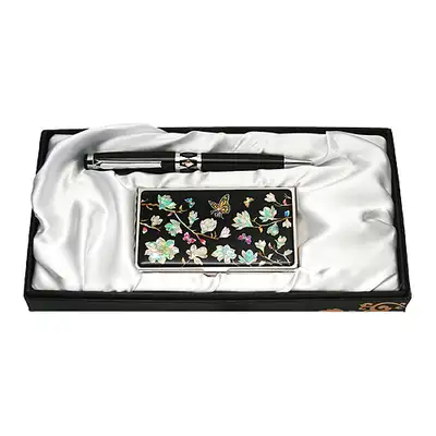Mother-of-Pearl Ballpoint Pen & Business Card Set - Magnolia