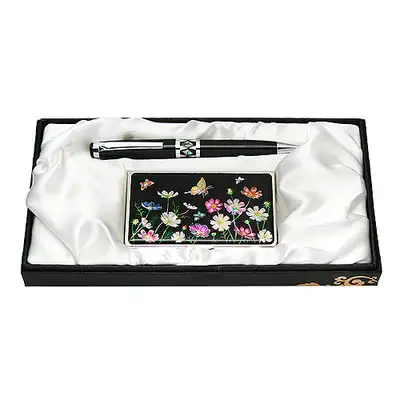 Mother-of-Pearl Ballpoint Pen and Business Card 2-Piece Set - Cosmos