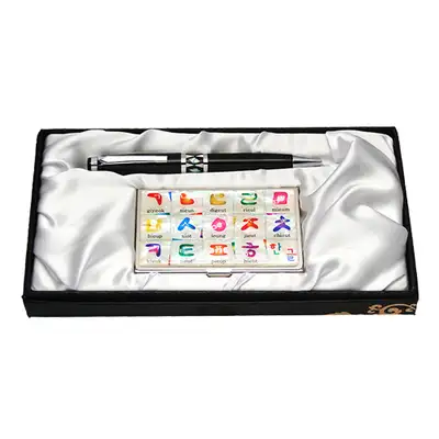 Nacre Ballpoint Pen & Business Card 2-Piece Set Hangul2 White