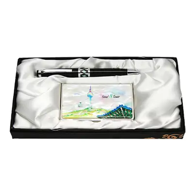 Mother-of-Pearl Ballpoint Pen & Business Card Case Set - Namsan