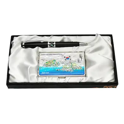 Mother-of-Pearl Ballpoint Pen and Business Card Case Set - Dokdo