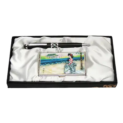 Mother-of-Pearl Ballpoint Pen and Business Card Set 2-Piece - Hwang Jinyi