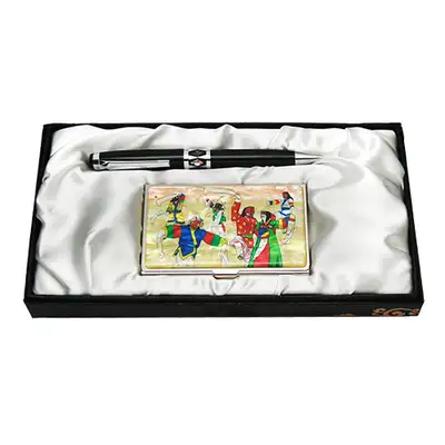 Mother-of-Pearl Ballpoint Pen and Business Card 2-Piece Set - Tal Dance