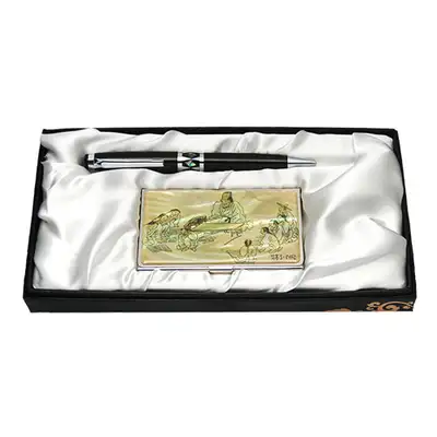 Mother-of-Pearl Ballpoint Pen & Business Card 2-Piece Set - Seodang