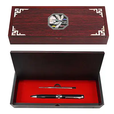 Pilham Mother-of-Pearl Ballpen Set - Octagonal Crane and Pine