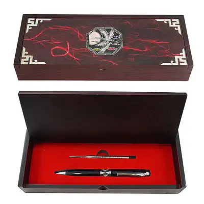Mother-of-Pearl Ballpoint Pen Set - Octagonal Pine and Crane Red