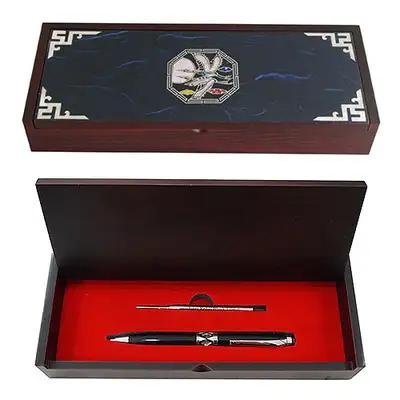 Mother-of-Pearl Ballpoint Pen Set - Octagonal Crane Blue