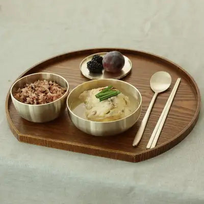 Myeongseong Yugi Bangja 1-Person Wonang Set - Rice Bowl & Soup Bowl Brass Dinnerware Set