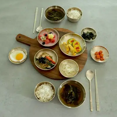 Myungsung Bangja Brass Tableware Turtle 2-Person Bapsang Set Home Set Wedding Gift Tableware