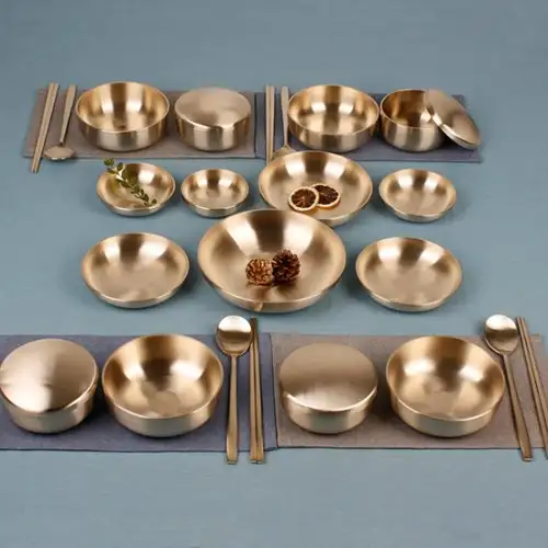 明星黃銅 合食器 4人家庭套組