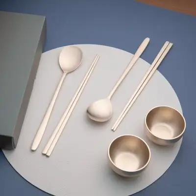 Myeongseong Bangjja Brass Spoon & Cup Set for 2 - Gift Set