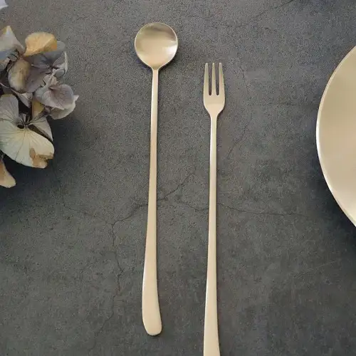 Myeongseong Bangjja Long Spoon Fork Set 2P - Gogung Traditional Brass Ware