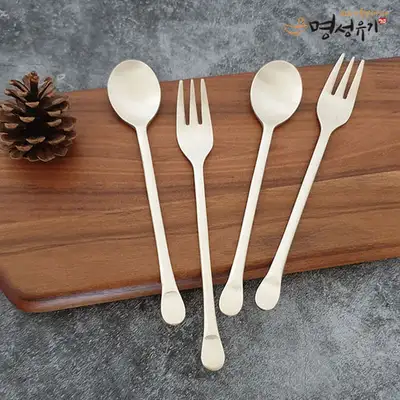 Myeongseong Yugi Bangja Yugi Round Tea Spoon and Tea Fork Set 2p Cutlery Western Tableware Gift