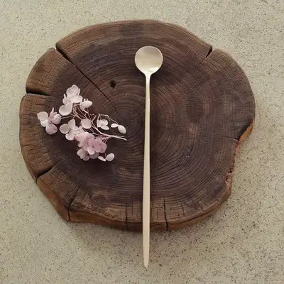 Myungseong Bangja Brass Long Spoon - Long Teaspoon, Muddler, Bar Spoon