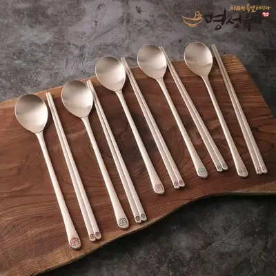 Myungsung Yugi Longevity Character Spoon and Chopstick Set for 5 (5 Colors)