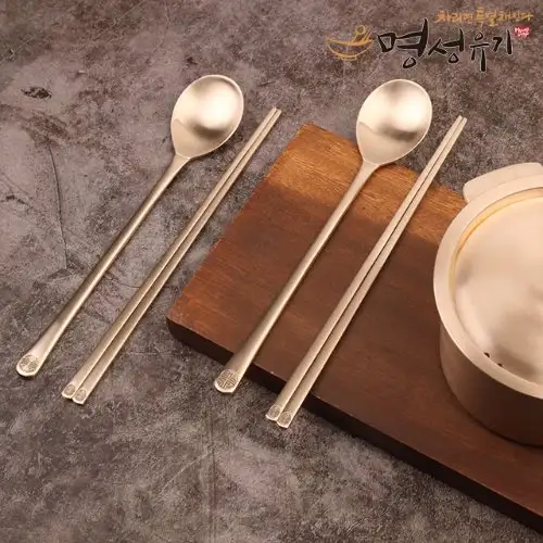 Myeongseong Bangja Utensils Longevity Character Couple Spoon and Chopsticks 2-Person Set (Standard)