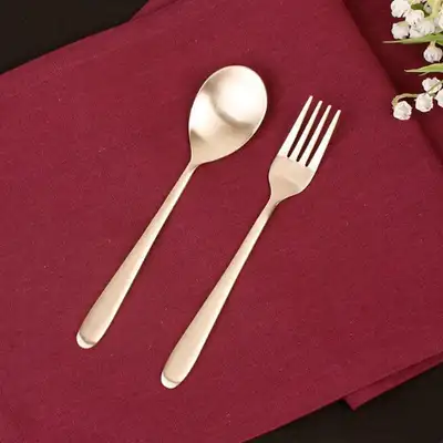 [Myeongseong Yugi] Half-Moon Children's Spoon and Fork Set