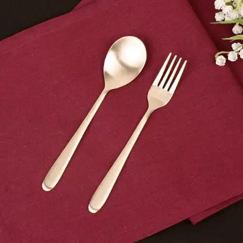 [Myeongseong Yugi] Half-Moon Children's Spoon and Fork Set — 1