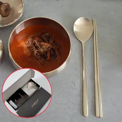 Myeongseong Yugi Straight-Line Spoon and Chopstick Set 1 Pair