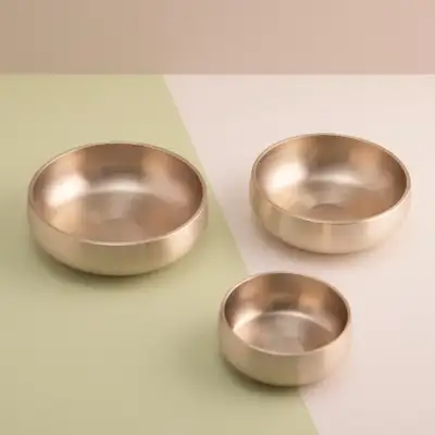 Myungsung Yugi Okjjanggi 3-Piece Set Brass Tableware Bowls