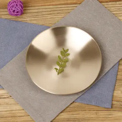 Myungsung Bangja Brass Round Plate (Small) 19.5cm Circular Brass Tableware Set