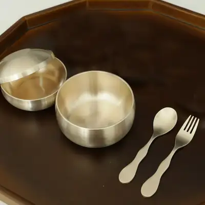 Myungsung Bangja Infant Tableware Set - Bowl & Spoon/Fork Set