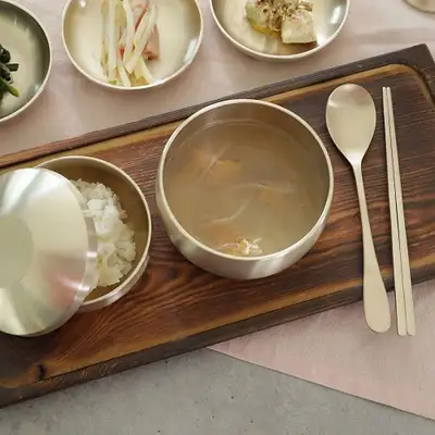 Myeongseong Bangjja Children's Brass Bowl and Spoon Set with Chopsticks