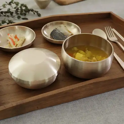 明成鍮器 傳統方炸 兒童碗盤組合 鍮器碗盤組 — 2