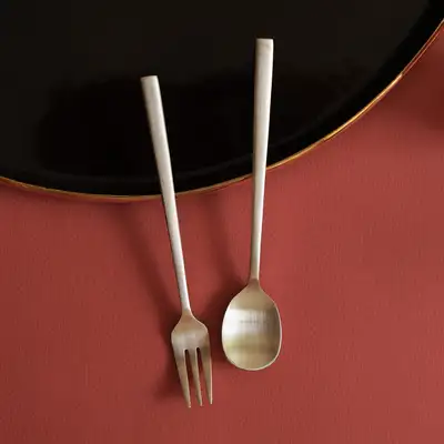 Bangjja Yugi Brass Tea Spoon and Tea Fork 2-Piece Set