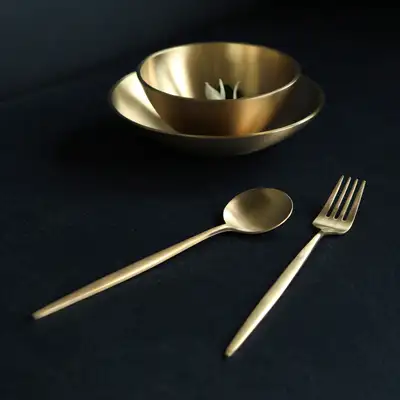 Bangjjayugi Brass Dessert Fork - Western Style
