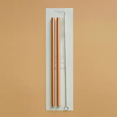 Antimicrobial Copper Straws 2P + Cleaning Brush 1P