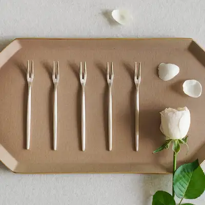 Banjja Yugi Brass Western Style Tea Fork 5-Piece Set