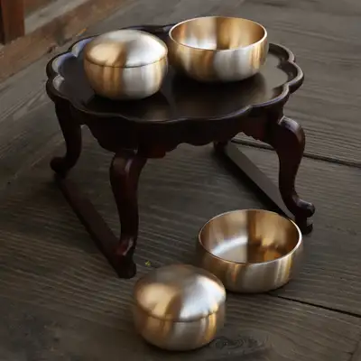 Bandja Yugi Brass Tableware Hoo Ock Dining Set for 2
