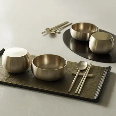 傳統鑄造銅器 阿麗 木製食器 2人份