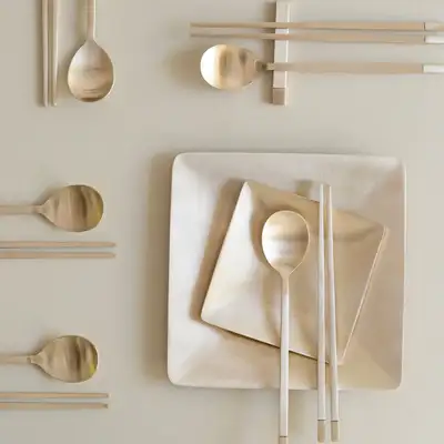 Bangjja Yugi Two-Tone Spoon and Chopstick Set for 5