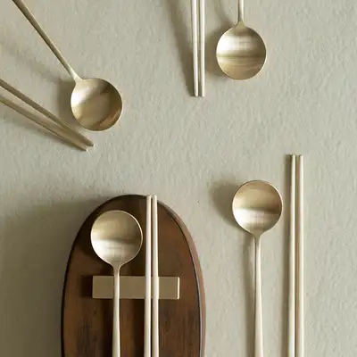 Bangjja Yugi Brass Spoon and Chopstick Set for 4 People