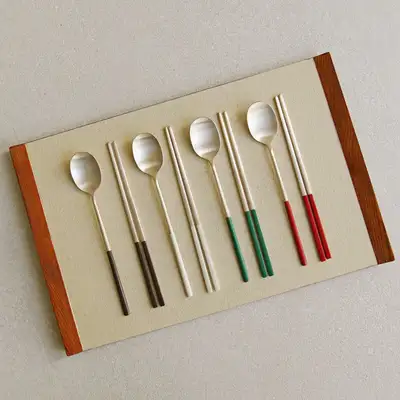 Bangjja Yugi 30th Anniversary Special Edition Brass Spoon and Chopstick Set for 4