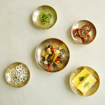 Bandja Yugi Brass Round Side Dish Bowl 5-Piece Set